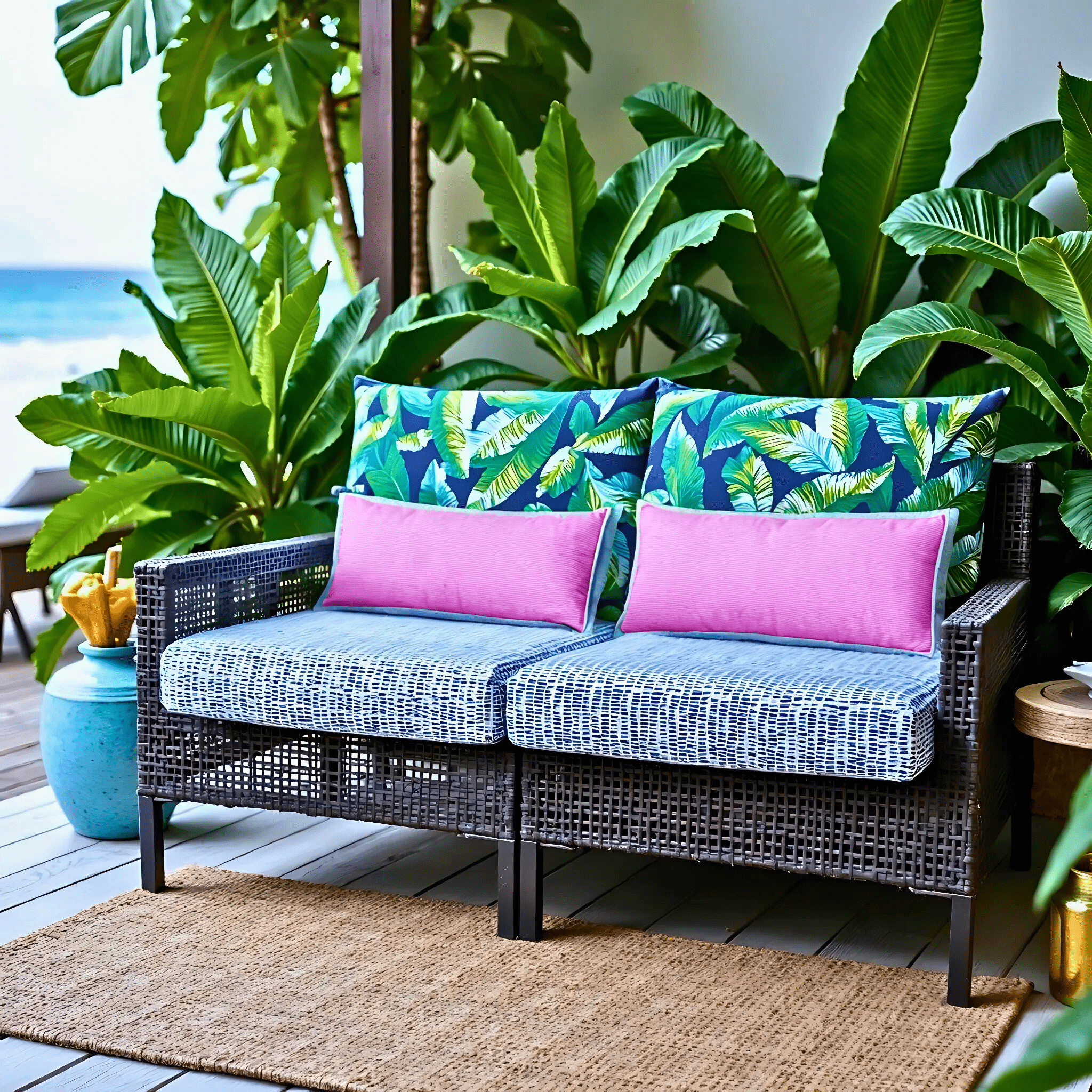 Rockin Cushions IKEA Outdoor Slipcovers 2 Pack Outdoor Seat Covers | Blue Rain | Compatible with IKEA Duvholmen Inner Cushion
